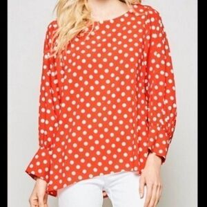 Andree by Unit Red & White polka dot blouse